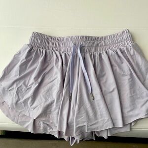 Flowy athletic shorts; double layer, quick drying comfy, stretchy; lavender